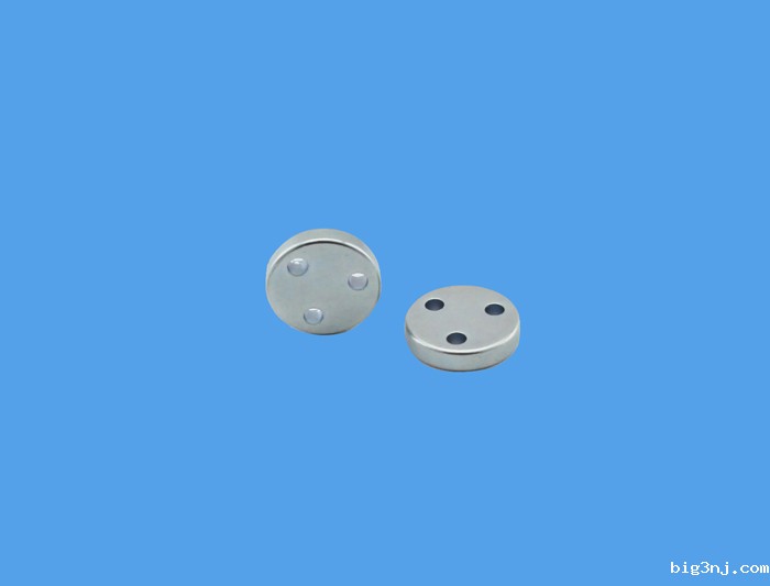 带3个小孔的定制形圆形钕铁硼磁铁