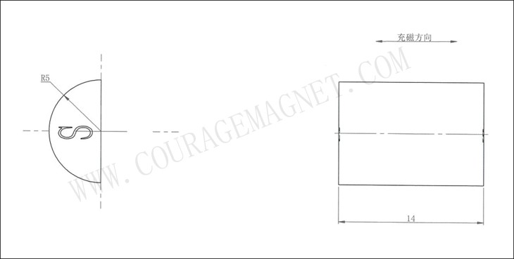 半圆形磁铁的尺寸图纸