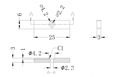 长方形沉头孔强磁磁铁图纸 附尺寸标注说明